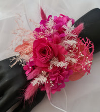 Load image into Gallery viewer, Hot pink fuchsia &amp; white preserved rose oversized corsage AB2032 - School formal, prom, graduation
