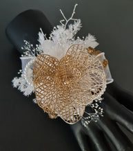 Load image into Gallery viewer, Champagne Gold Orchid &amp; neutral everlasting flowers snap lock corsage AB2036 - School formal, prom, graduation
