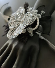 Load image into Gallery viewer, Silver &amp; Black Orchid flower corsage AB2038 - School formal, prom, graduation
