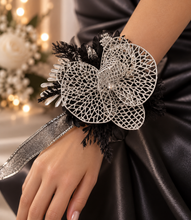 Load image into Gallery viewer, Silver &amp; Black Orchid flower corsage AB2038 - School formal, prom, graduation
