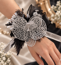 Load image into Gallery viewer, Silver &amp; Black Orchid flower corsage AB2038 - School formal, prom, graduation
