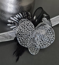 Load image into Gallery viewer, Silver &amp; Black Orchid flower corsage AB2038 - School formal, prom, graduation

