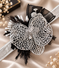 Load image into Gallery viewer, Silver &amp; Black Orchid flower corsage AB2038 - School formal, prom, graduation
