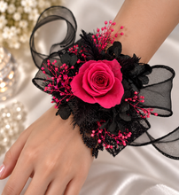 Load image into Gallery viewer, Hot pink fuchsia Preserved rose corsage AB2039 - School formal, prom, graduation
