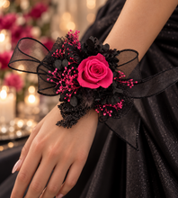 Load image into Gallery viewer, Hot pink fuchsia Preserved rose corsage AB2039 - School formal, prom, graduation
