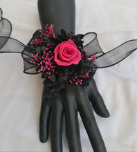 Load image into Gallery viewer, Hot pink fuchsia Preserved rose corsage AB2039 - School formal, prom, graduation
