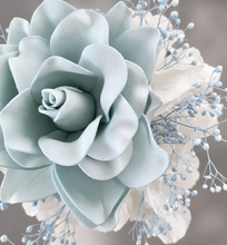 Load image into Gallery viewer, Light blue &amp; white preserved flowers snap lock corsage AB2041 - School formal, prom, graduation
