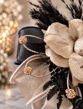 Load image into Gallery viewer, Champagne gold &amp; black crystal glitter snap lock corsage AB2042 - School formal, prom, graduation
