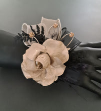 Load image into Gallery viewer, Champagne gold &amp; black crystal glitter snap lock corsage AB2042 - School formal, prom, graduation
