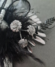 Load image into Gallery viewer, Unique Silver calla lily &amp; black glitter snap lock corsage AB2043 - School formal, prom, graduation
