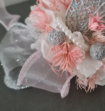 Load image into Gallery viewer, Everlasting preserved flowers corsage in pink, white &amp; silver AB2044 - School formal, prom, graduation
