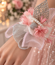 Load image into Gallery viewer, Everlasting preserved flowers corsage in pink, white &amp; silver AB2044 - School formal, prom, graduation
