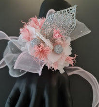 Load image into Gallery viewer, Everlasting preserved flowers corsage in pink, white &amp; silver AB2044 - School formal, prom, graduation
