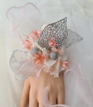 Load image into Gallery viewer, Everlasting preserved flowers corsage in pink, white &amp; silver AB2044 - School formal, prom, graduation
