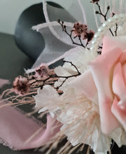 Load image into Gallery viewer, Everlasting preserved flowers corsage pastel pink &amp; white AB2045 - School formal, prom, graduation
