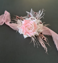 Load image into Gallery viewer, Everlasting preserved flowers corsage pastel pink &amp; white AB2045 - School formal, prom, graduation
