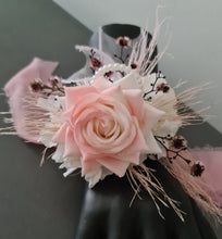 Load image into Gallery viewer, Everlasting preserved flowers corsage pastel pink &amp; white AB2045 - School formal, prom, graduation
