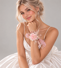 Load image into Gallery viewer, Everlasting preserved flowers corsage pastel pink &amp; white AB2045 - School formal, prom, graduation
