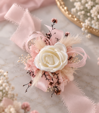 Load image into Gallery viewer, Everlasting preserved flowers Stirlingia corsage pastel pink &amp; white AB2047 - School formal, prom, graduation
