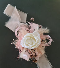 Load image into Gallery viewer, Everlasting preserved flowers Stirlingia corsage pastel pink &amp; white AB2047 - School formal, prom, graduation

