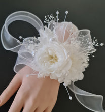Load image into Gallery viewer, White  preserved peony corsage AB2048 - School formal, prom, graduation
