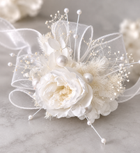 Load image into Gallery viewer, White  preserved peony corsage AB2048 - School formal, prom, graduation
