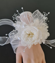 Load image into Gallery viewer, White  preserved peony corsage AB2048 - School formal, prom, graduation

