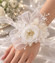 Load image into Gallery viewer, White  preserved peony corsage AB2048 - School formal, prom, graduation
