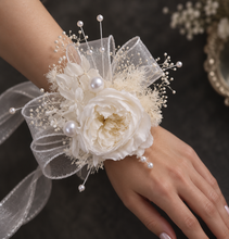 Load image into Gallery viewer, White  preserved peony corsage AB2048 - School formal, prom, graduation
