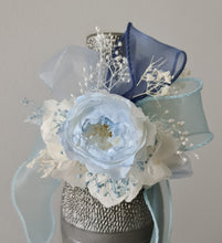 Load image into Gallery viewer, Soft blue &amp; white preserved peony corsage AB2049 - School formal, prom, graduation
