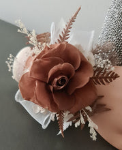 Load image into Gallery viewer, Preserved rose snap lock corsage in brown &amp; white AB2050 - School formal, prom, graduation
