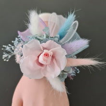 Load image into Gallery viewer, Preserved rose snap lock corsage in pastel colours AB2052 - School formal, prom, graduation
