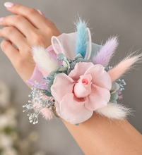 Load image into Gallery viewer, Preserved rose snap lock corsage in pastel colours AB2052 - School formal, prom, graduation
