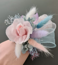 Load image into Gallery viewer, Preserved rose snap lock corsage in pastel colours AB2052 - School formal, prom, graduation
