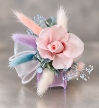 Load image into Gallery viewer, Preserved rose snap lock corsage in pastel colours AB2052 - School formal, prom, graduation

