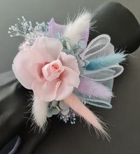 Load image into Gallery viewer, Preserved rose snap lock corsage in pastel colours AB2052 - School formal, prom, graduation
