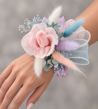 Load image into Gallery viewer, Preserved rose snap lock corsage in pastel colours AB2052 - School formal, prom, graduation

