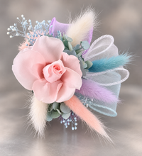 Load image into Gallery viewer, Preserved rose snap lock corsage in pastel colours AB2052 - School formal, prom, graduation
