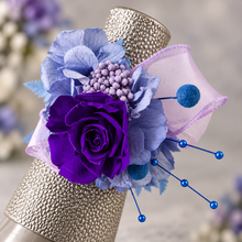 Load image into Gallery viewer, Preserved rose purple, violet, blue snap lock corsage AB2054 - School formal, prom, graduation
