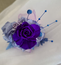 Load image into Gallery viewer, Preserved rose purple, violet, blue snap lock corsage AB2054 - School formal, prom, graduation
