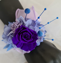 Load image into Gallery viewer, Preserved rose purple, violet, blue snap lock corsage AB2054 - School formal, prom, graduation
