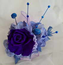 Load image into Gallery viewer, Preserved rose purple, violet, blue snap lock corsage AB2054 - School formal, prom, graduation
