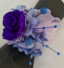 Load image into Gallery viewer, Preserved rose purple, violet, blue snap lock corsage AB2054 - School formal, prom, graduation
