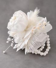 Load image into Gallery viewer, White pearl bracelet preserved peony corsage AB2055 - School formal, prom, graduation
