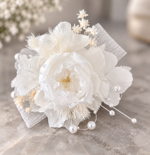 Load image into Gallery viewer, White pearl bracelet preserved peony corsage AB2055 - School formal, prom, graduation

