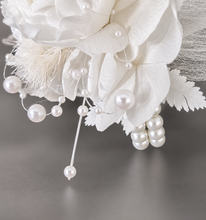Load image into Gallery viewer, White pearl bracelet preserved peony corsage AB2055 - School formal, prom, graduation
