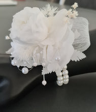 Load image into Gallery viewer, White pearl bracelet preserved peony corsage AB2055 - School formal, prom, graduation

