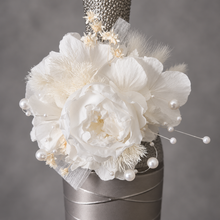 Load image into Gallery viewer, White pearl bracelet preserved peony corsage AB2055 - School formal, prom, graduation
