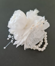 Load image into Gallery viewer, White pearl bracelet preserved peony corsage AB2055 - School formal, prom, graduation
