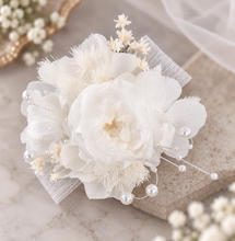 Load image into Gallery viewer, White pearl bracelet preserved peony corsage AB2055 - School formal, prom, graduation

